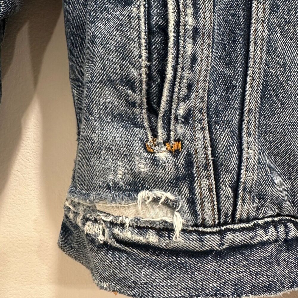 Vintage 80's Levi's 527 Trucker Sherpa Lined Denim Jacket Size Small Made In USA - Picture 4 of 13